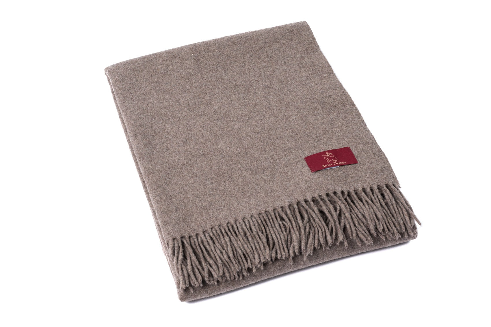 Gefaltetes Catania Schurwollplaid in braun meliert Wohndecke Tagesdecke Hauptaufnahme