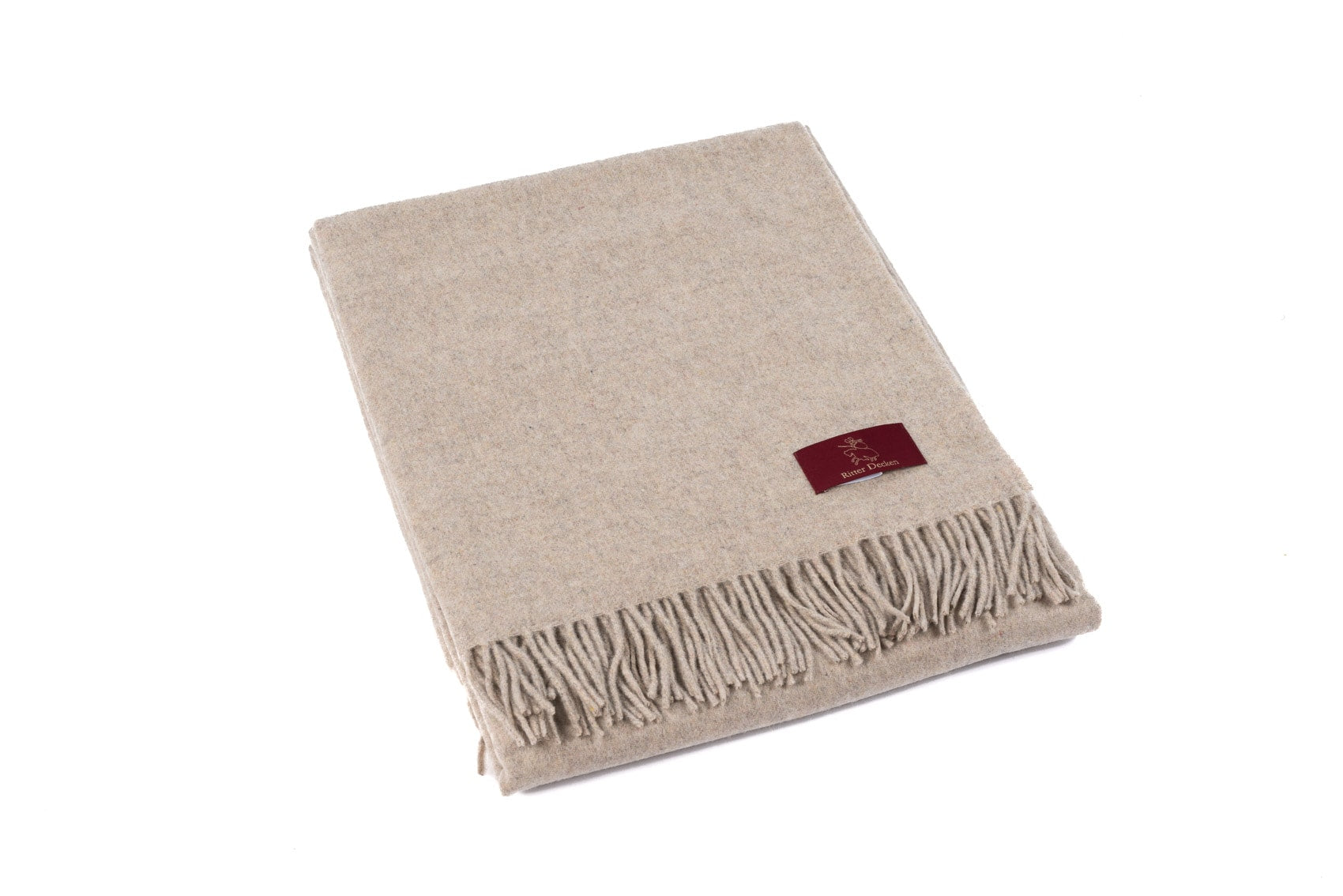 Gefaltetes Luzern Schurwollplaid in hellbraun meliert