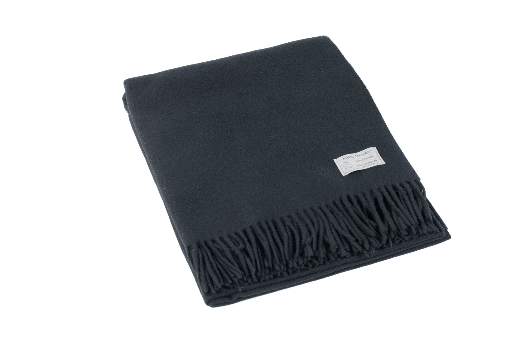 Gefaltete Luzern Schurwollplaid in schwarz