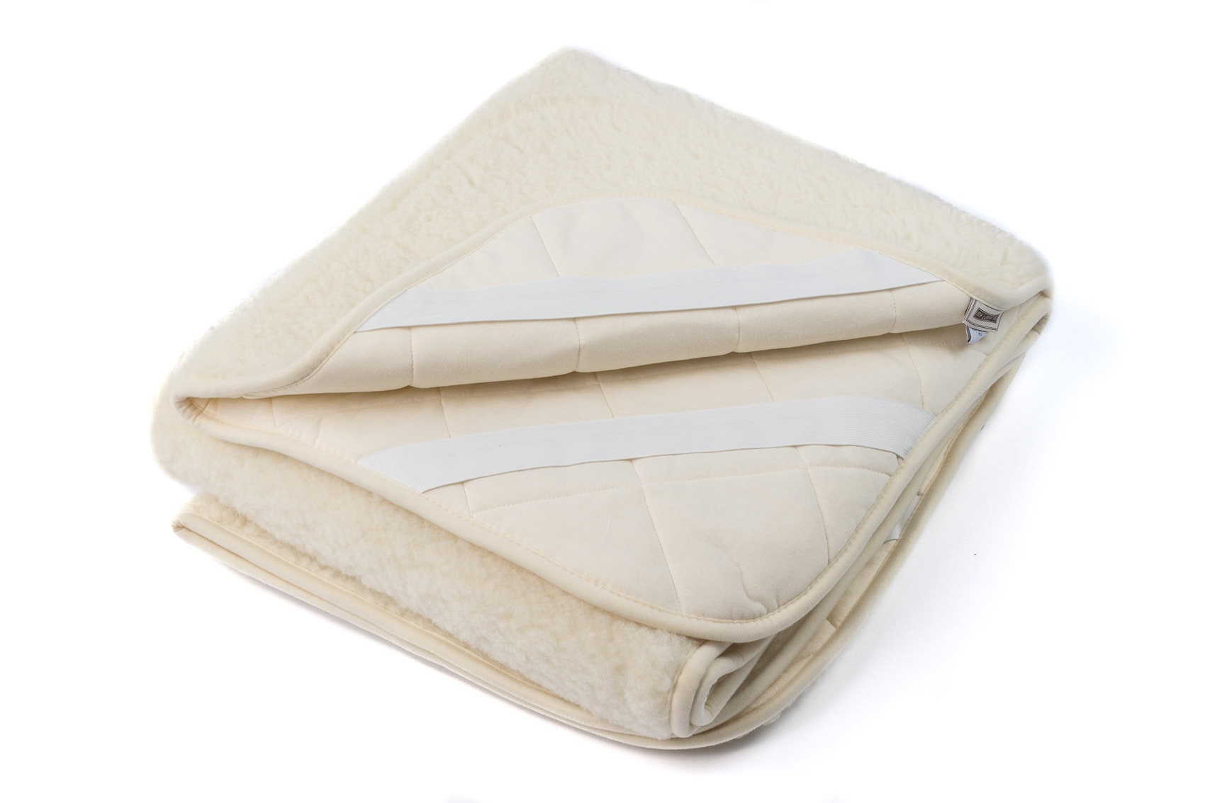 Wollflor Schurwollauflage Topper in naturweiß mit Spanneckgummis