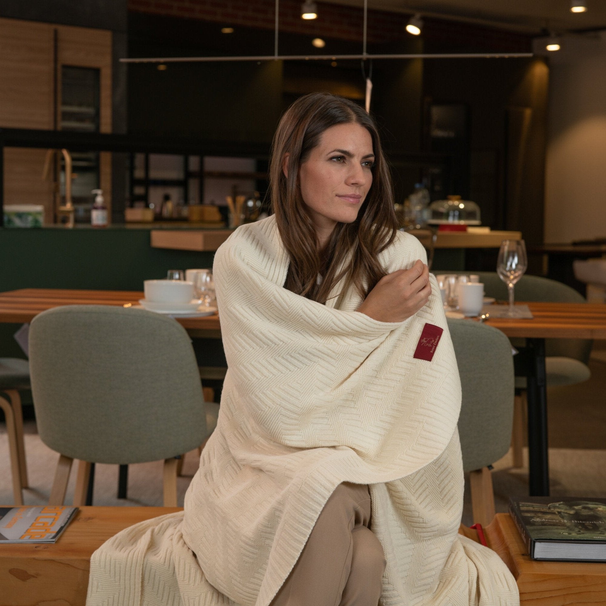 Ritter Decken Strickdecke Portimao Schurwolle Weiss Model